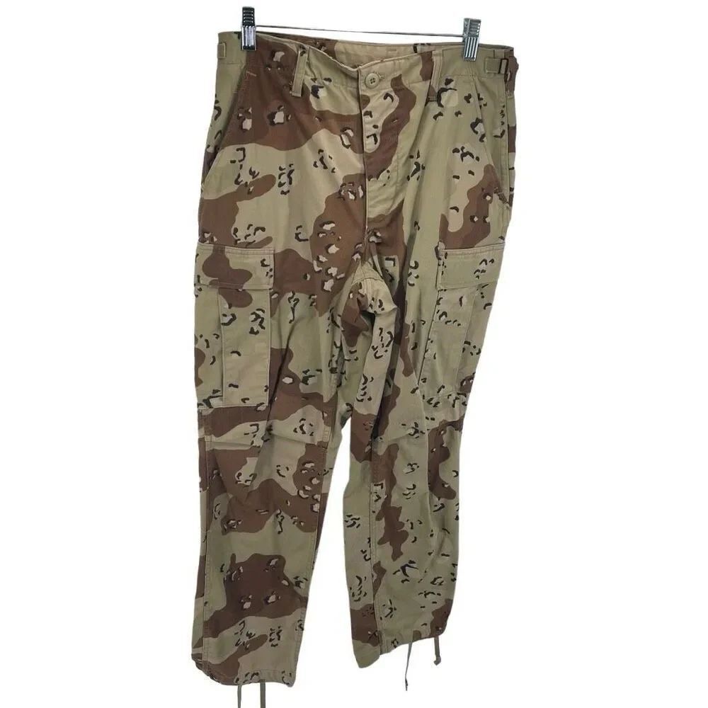 Men's Trouser Cargo Pants Camouflage Desert Combat High-Rise Multi-Color Small